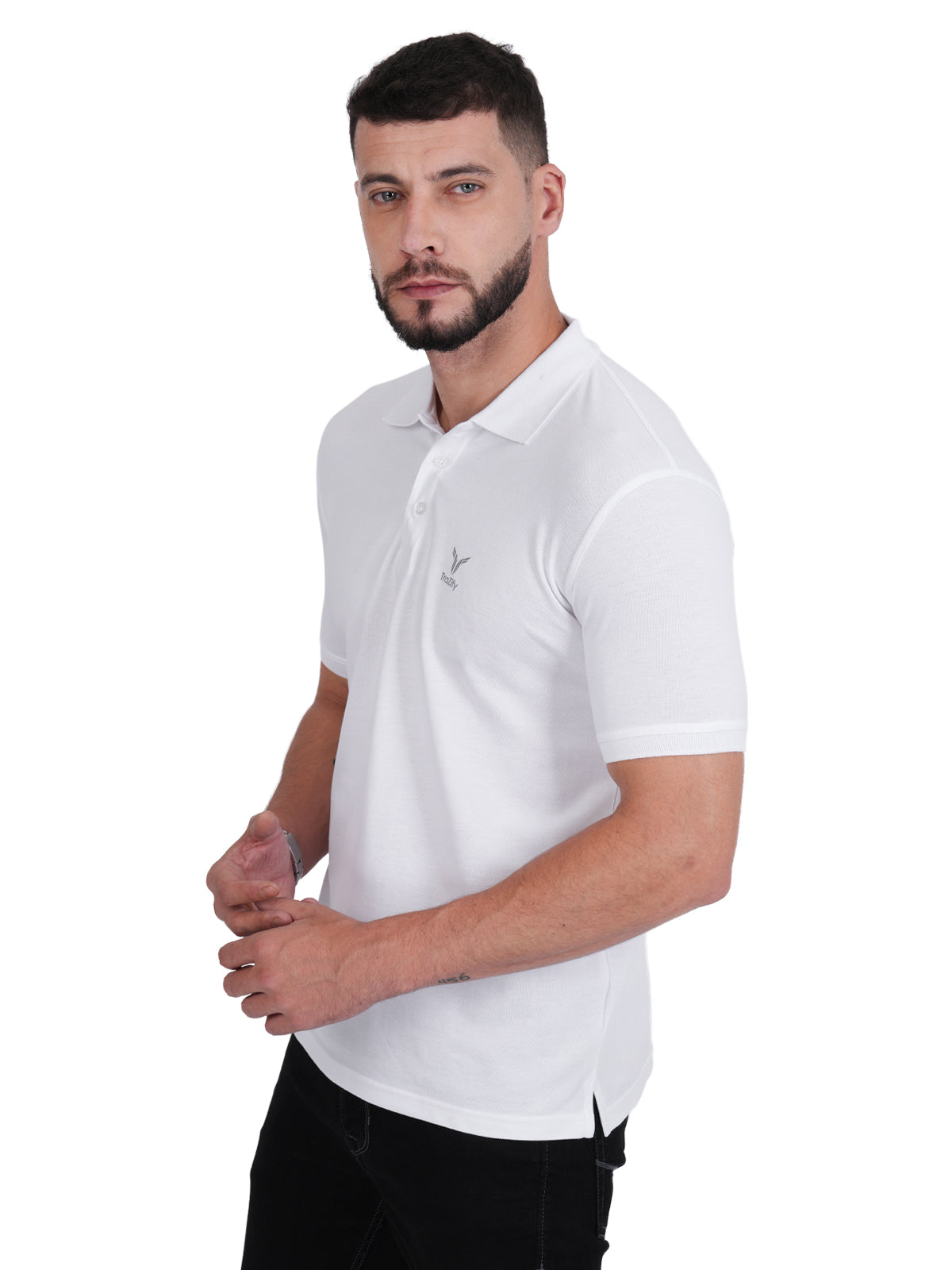 White Cotton Polo T-shirt